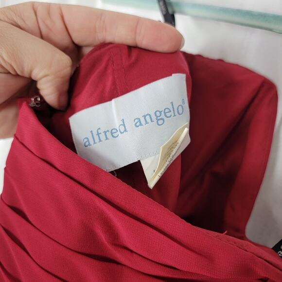 Alfred Angelo Claret Red Strapless Bridesmaid Dress, Sz 2 - Picture 2 of 3